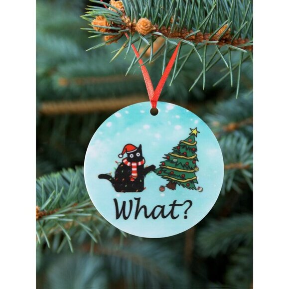 1pc Round Acrylic Tree Ornament Cat Lover Gifts For Women - Picture 4 of 4